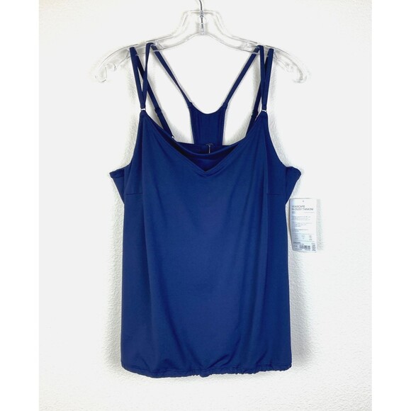 Athleta Women's NWT Seascape Blousy Tankini 38D/DD Navy Blue Underwire Bra - Picture 1 of 6